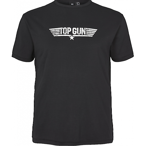 Replika Jeans Official Licensed Top Gun Print T-Shirt Schwarz